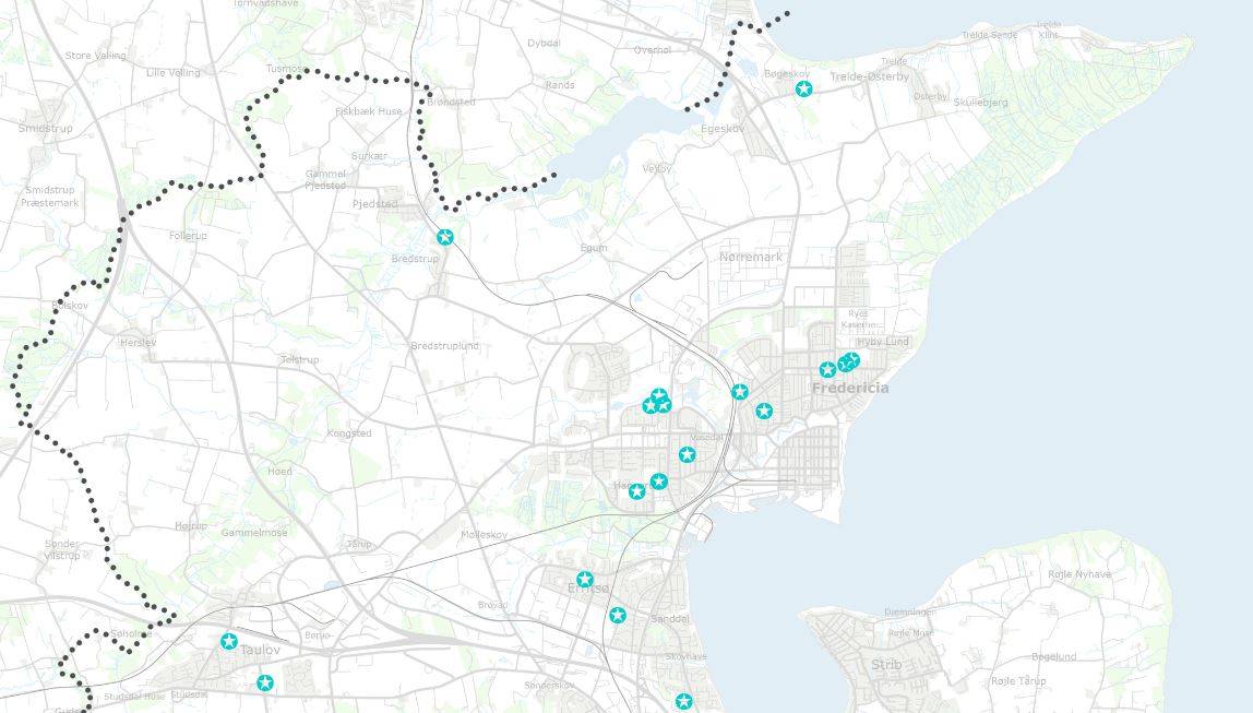 Kort over fritidstilbud i Fredericia